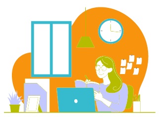 Ikona kobieta ucząca się przed laptopem